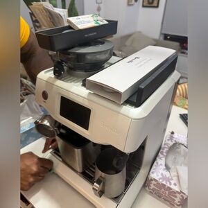 Breville barista touch espresso machine in sea salt